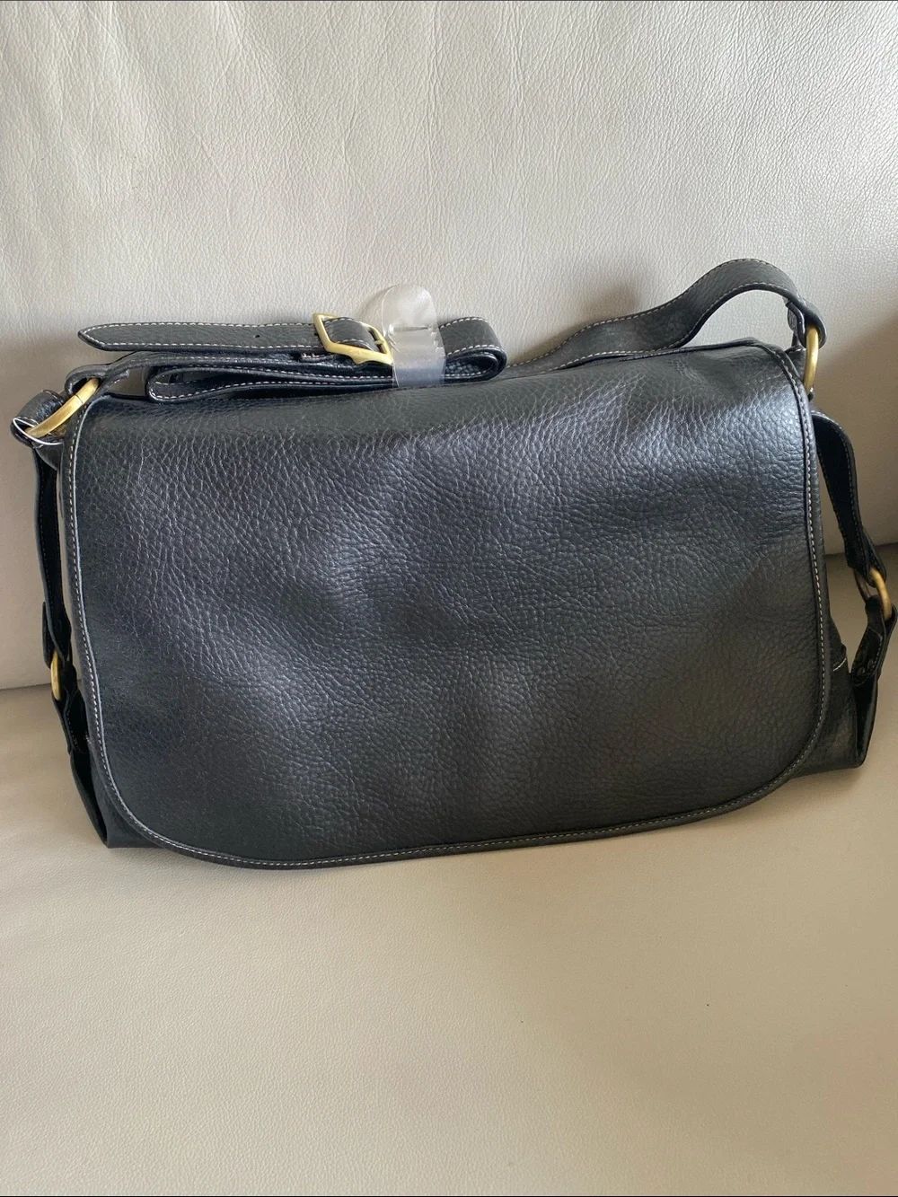 Black pebbled work bag tote messenger bag